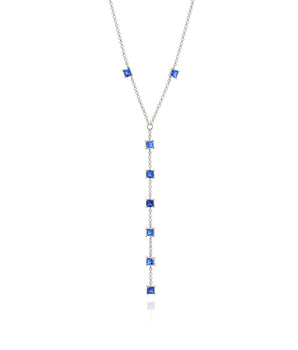 RHODIUM SQUARE DETAIL Y-NECKLACE