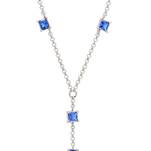 RHODIUM SQUARE DETAIL Y-NECKLACE