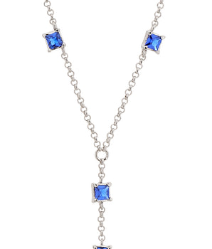 RHODIUM SQUARE DETAIL Y-NECKLACE