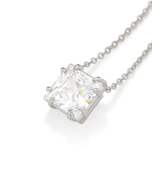 RHODIUM PLATED CHAIN WITH ZIRCONIA