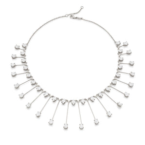 RHODIUM PLATED CHAIN WITH ZIRCONIA