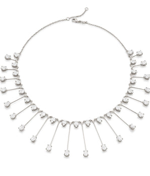 RHODIUM PLATED CHAIN WITH ZIRCONIA