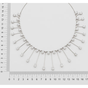 RHODIUM PLATED CHAIN WITH ZIRCONIA
