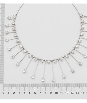RHODIUM PLATED CHAIN WITH ZIRCONIA