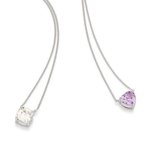 RHODIUM PLATED CHAIN WITH ZIRCONIA