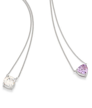 RHODIUM PLATED CHAIN WITH ZIRCONIA