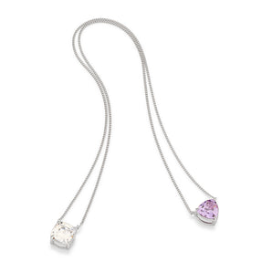 RHODIUM PLATED CHAIN WITH ZIRCONIA