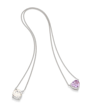 RHODIUM PLATED CHAIN WITH ZIRCONIA