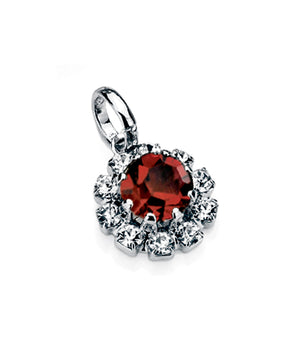 RHODIUM PLATED PENDANT WITH CRYSTAL