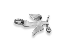 RHODIUM PLATED PENDANT WITH CRYSTAL