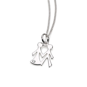 RHODIUM PLATED PENDANT WITH CRYSTAL