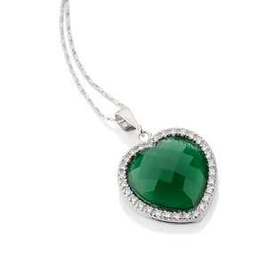 RHODIUM PLATED PENDANT WITH ZIRCONIA AND STONE