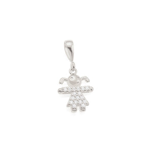 RHODIUM PLATED PENDANT WITH ZIRCONIA