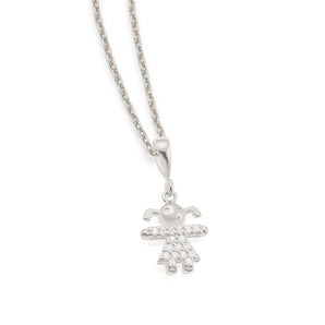 RHODIUM PLATED PENDANT WITH ZIRCONIA