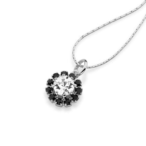 RHODIUM PLATED PENDANT WITH CRYSTAL