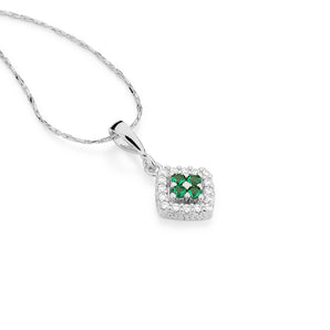 RHODIUM PLATED PENDANT WITH ZIRCONIA