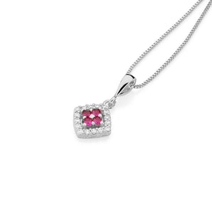 RHODIUM PLATED PENDANT WITH ZIRCONIA