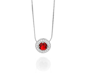 RHODIUM PLATED PENDANT WITH CRYSTAL AND ZIRCONIA