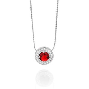 RHODIUM PLATED PENDANT WITH CRYSTAL AND ZIRCONIA