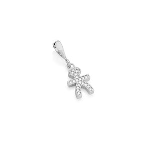 RHODIUM PLATED PENDANT WITH ZIRCONIA