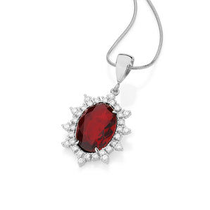 RHODIUM PLATED PENDANT WITH CRYSTAL AND ZIRCONIA
