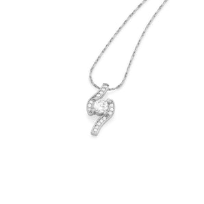 RHODIUM PLATED PENDANT WITH ZIRCONIA