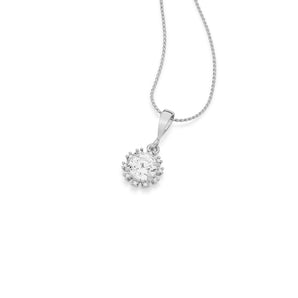 RHODIUM PLATED PENDANT WITH ZIRCONIA