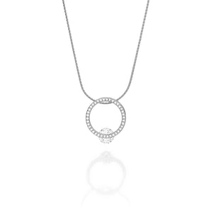 RHODIUM PLATED PENDANT WITH ZIR
