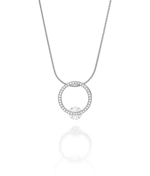 RHODIUM PLATED PENDANT WITH ZIR