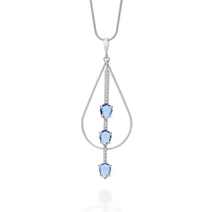RHODIUM PLATED PENDANT WITH CRYSTAL