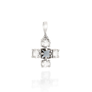 RHODIUM PLATED PENDANT WITH CRYSTAL