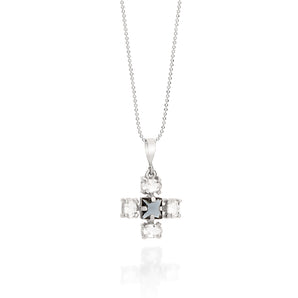 RHODIUM PLATED PENDANT WITH CRYSTAL