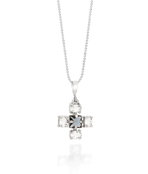 RHODIUM PLATED PENDANT WITH CRYSTAL