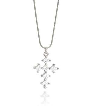 RHODIUM PLATED PENDANT WITH ZIRCONIA