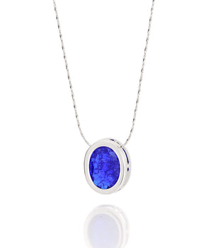 RHODIUM PLATED PENDANT WITH CRYSTAL