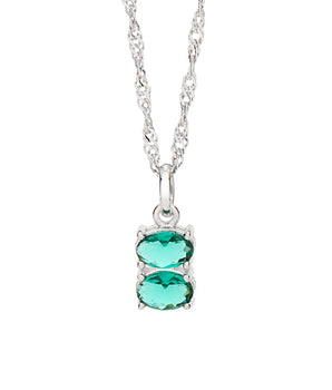 RHODIUM PLATED PENDANT WITH CRYSTAL