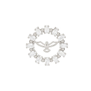 RHODIUM HOLY SPIRIT ROUNDED PENDANT