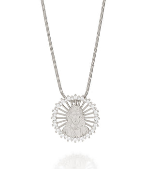 RHODIUM IMAGE OF JESUS PENDANT