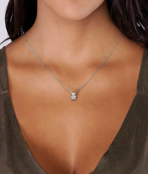 RHODIUM PLATED PENDANT WITH ZIRCONIA