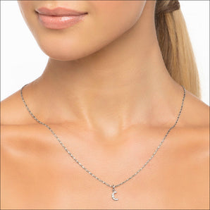 RHODIUM CRESCENT MOON PENDANT