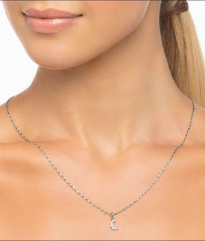 RHODIUM CRESCENT MOON PENDANT