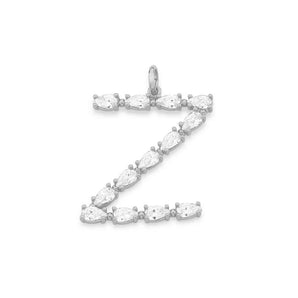 RHODIUM PLATED PENDANT WITH ZIRCONIA