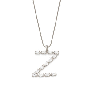 RHODIUM PLATED PENDANT WITH ZIRCONIA