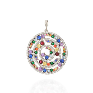 RHODIUM WHEEL OF LIFE MANDALA PENDANT