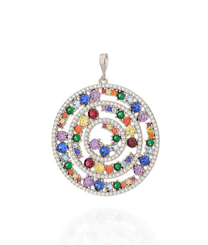 RHODIUM WHEEL OF LIFE MANDALA PENDANT