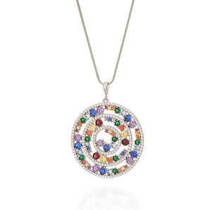 RHODIUM WHEEL OF LIFE MANDALA PENDANT