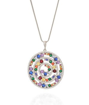 RHODIUM WHEEL OF LIFE MANDALA PENDANT