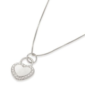 RHODIUM HEART LOCK PENDANT