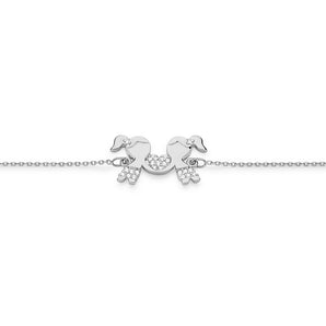 RHODIUM PLATED BRACELET WITH ZIRCONIA