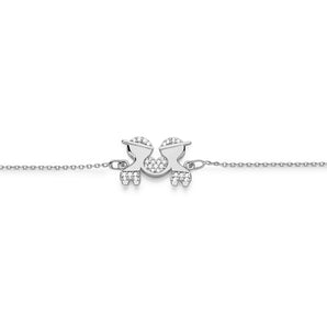RHODIUM PLATED BRACELET WITH ZIRCONIA